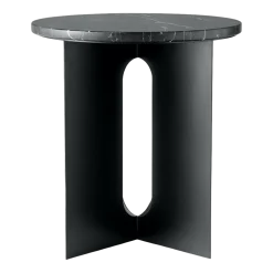 Table d'appoint en marbre noir et piètement en acier noir 42 cm Androgyne - Audo