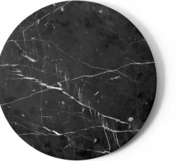 Table d'appoint en marbre noir et piètement en acier noir 42 cm Androgyne - Audo