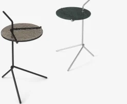 Table d'appoint en marbre verde guatemala et acier inoxydable poli 66 cm Halten SH9 - &tradition