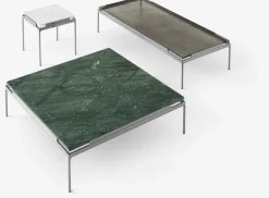 Table d'appoint en marbre verde guatemala et structure chrome foncé 34x100 cm Sett LN13 - &tradition