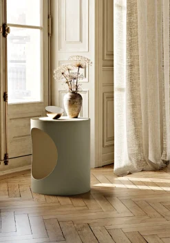 Table d'appoint en métal gris beige 48,5x40cm Tabl - Woud