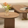 Table d'appoint en noyer et détail doré 42cm Nova 2 - Nomon