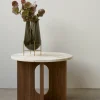 Table d'appoint en noyer et marbre kunis breccia 40 x 50 cm Androgyne - Audo