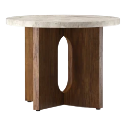 Table d'appoint en noyer et marbre kunis breccia 40 x 50 cm Androgyne - Audo
