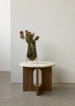Table d'appoint en noyer et marbre kunis breccia 40 x 50 cm Androgyne - Audo
