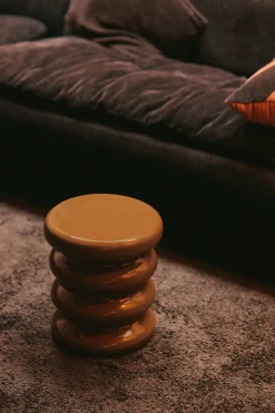 Table d'appoint en terre cuite caramel 36x36x35cm Allure - HKliving