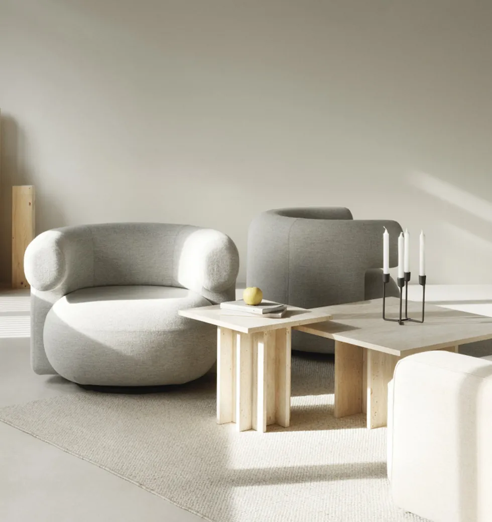 Table d'appoint en travertin 45 x 43 cm Edge - Normann Copenhagen