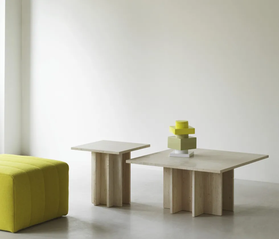 Table d'appoint en travertin 45 x 43 cm Edge - Normann Copenhagen