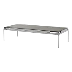 Table d'appoint en verre coulé fumé et structure chrome foncé 140x60 cm Sett LN12 - &tradition