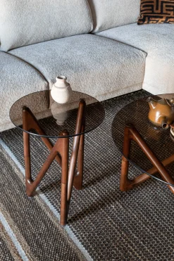 Table d'appoint en verre et bois de chêne foncé 40x40x50cm Naia - Dutchbone