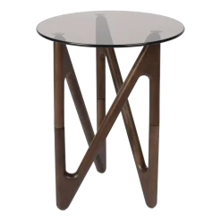 Table d'appoint en verre et bois de chêne foncé 40x40x50cm Naia - Dutchbone