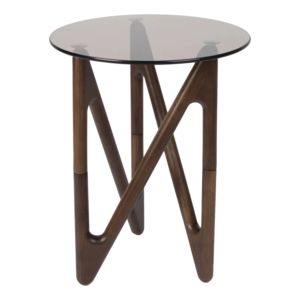 Table d'appoint en verre et bois de chêne foncé 40x40x50cm Naia - Dutchbone