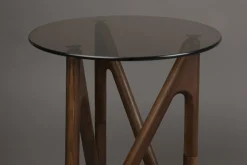 Table d'appoint en verre et bois de chêne foncé 40x40x50cm Naia - Dutchbone