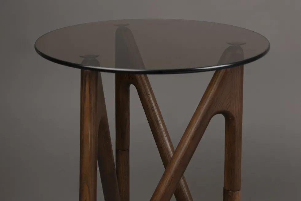 Table d'appoint en verre et bois de chêne foncé 40x40x50cm Naia - Dutchbone