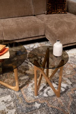 Table d'appoint en verre et bois de chêne 40x40x50cm Naia - Dutchbone