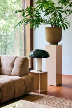 Table d'appoint en verre miroir beige 31 x 31 x 100 cm - HKLIVING