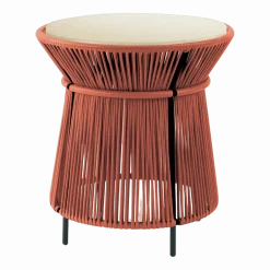 Table d'appoint marron plateau en marbre crème Caribe chic - Ames