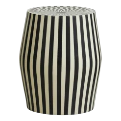 Table d'appoint ou tabouret à rayures blanc et noir Taura - Nordal