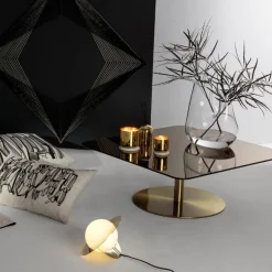 Table d'appoint rectangle en fer plaqué laiton et en verre cuivré Flash - Tom Dixon