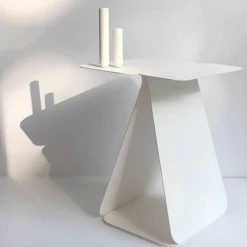 Table d'appoint rectangulaire en acier blanc mat Youmy - Mlle Jo