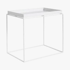 Table d'appoint rectangulaire en métal blanc 40 x 60 x 54 cm Tray - HAY