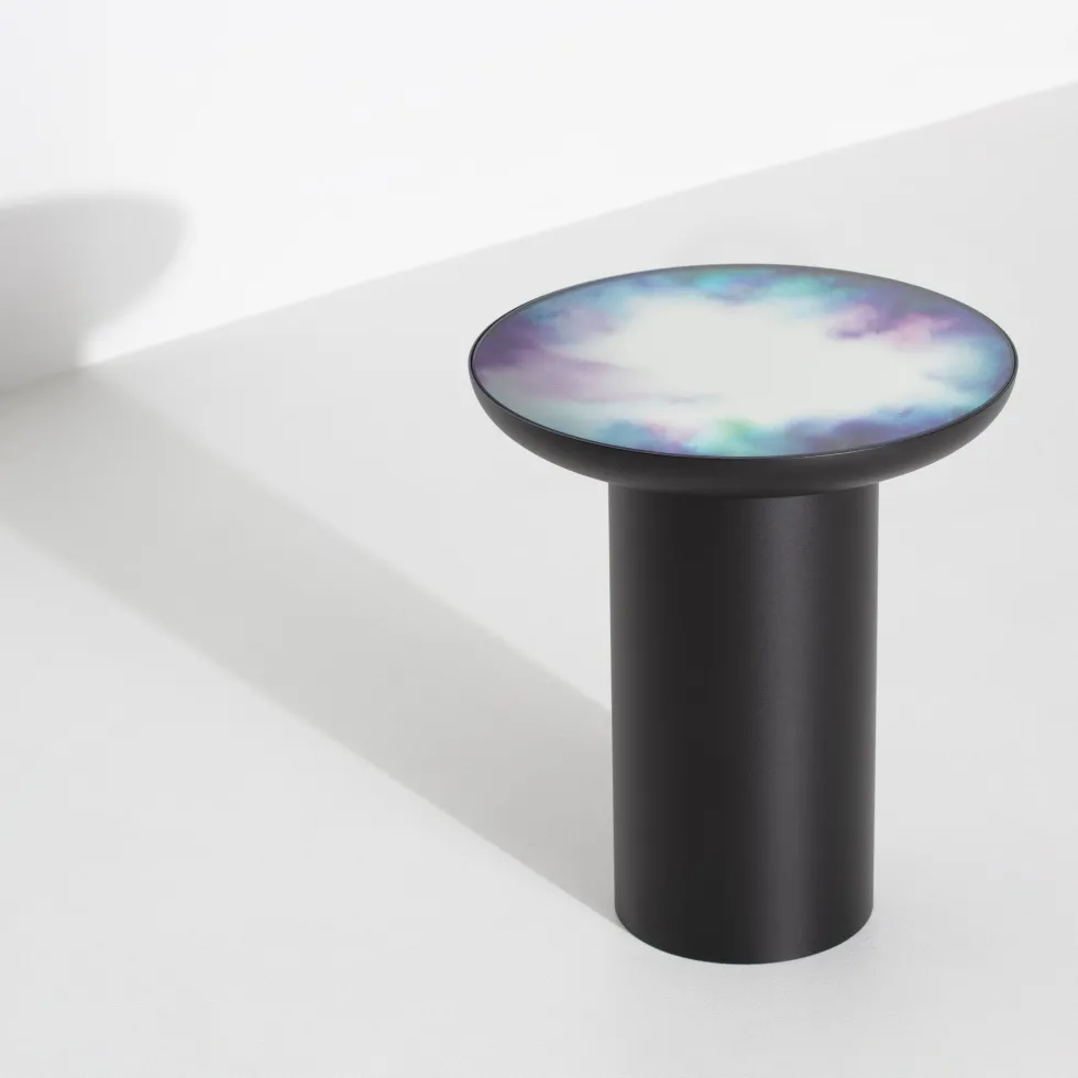 Table d'appoint ronde aquarelle bleu et violet 40 Francis - Petite Friture