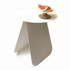 Table d'appoint ronde en acier blanc mat Youmy - Mlle Jo
