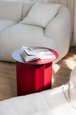 Table d'appoint ronde en acier bordeaux 40x50cm Yaro - Metallbude