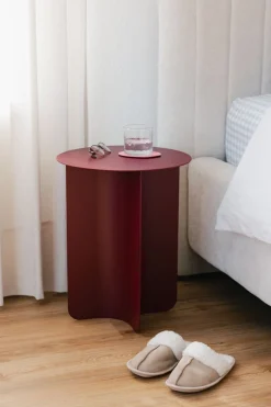 Table d'appoint ronde en acier bordeaux 40x50cm Yaro - Metallbude