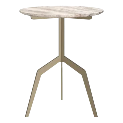Table d'appoint ronde en acier inoxydable et travertin gris 50x60cm Razor - Versmissen