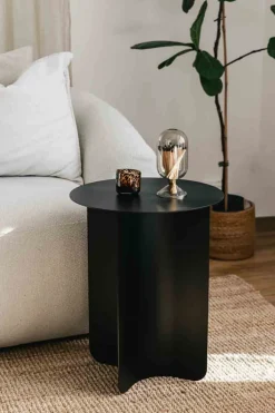 Table d'appoint ronde en acier noir 40x50cm Yaro - Metallbude