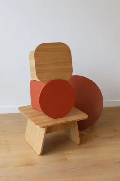 Table d'appoint ronde en bois de chêne terracotta 40x43cm Momoko - EMKO
