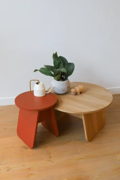 Table d'appoint ronde en bois de chêne terracotta 40x43cm Momoko - EMKO