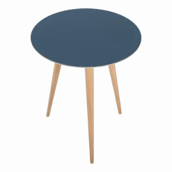 Table d'appoint ronde en chêne et plateau en linoléum bleu 45 cm Arp - Gazzda