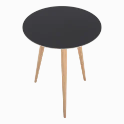 Table d'appoint ronde en chêne et plateau en linoléum noir 45 cm Arp - Gazzda