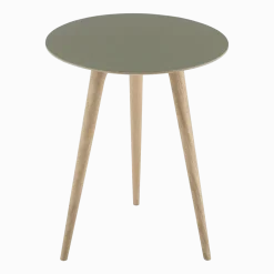 Table d'appoint ronde en chêne et plateau en linoléum olive foncé 45 cm Arp - Gazzda