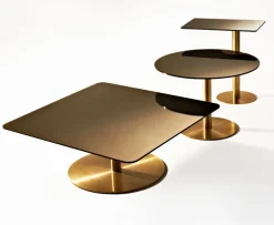 Table d'appoint ronde en fer plaqué laiton et en verre cuivré Flash - Tom Dixon