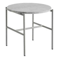 Table d'appoint ronde en marbre et piètement en acier gris 40 cm Rebar - Hay