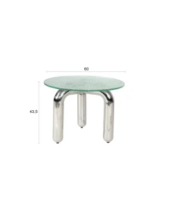 Table d'appoint ronde en verre trempé et acier chromé 60cm Marly - Dutchbone