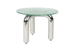 Table d'appoint ronde en verre trempé et acier chromé 60cm Marly - Dutchbone