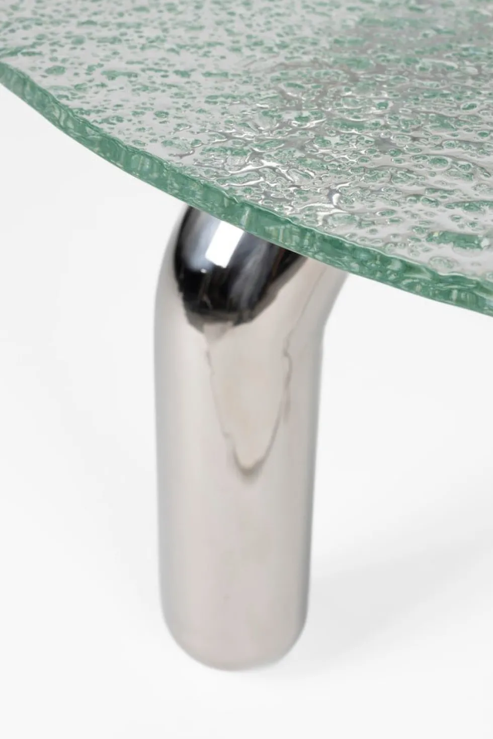 Table d'appoint ronde en verre trempé et acier chromé 60cm Marly - Dutchbone