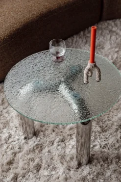 Table d'appoint ronde en verre trempé et acier chromé 60cm Marly - Dutchbone