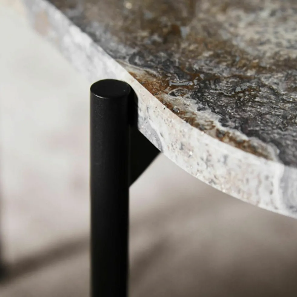 Table d'appoint travertin gris 95 x 54 cm La Terra - Woud