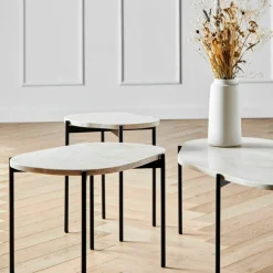 Table d'appoint travertin ivoire 57,2 x 40,5 cm La Terra - Woud