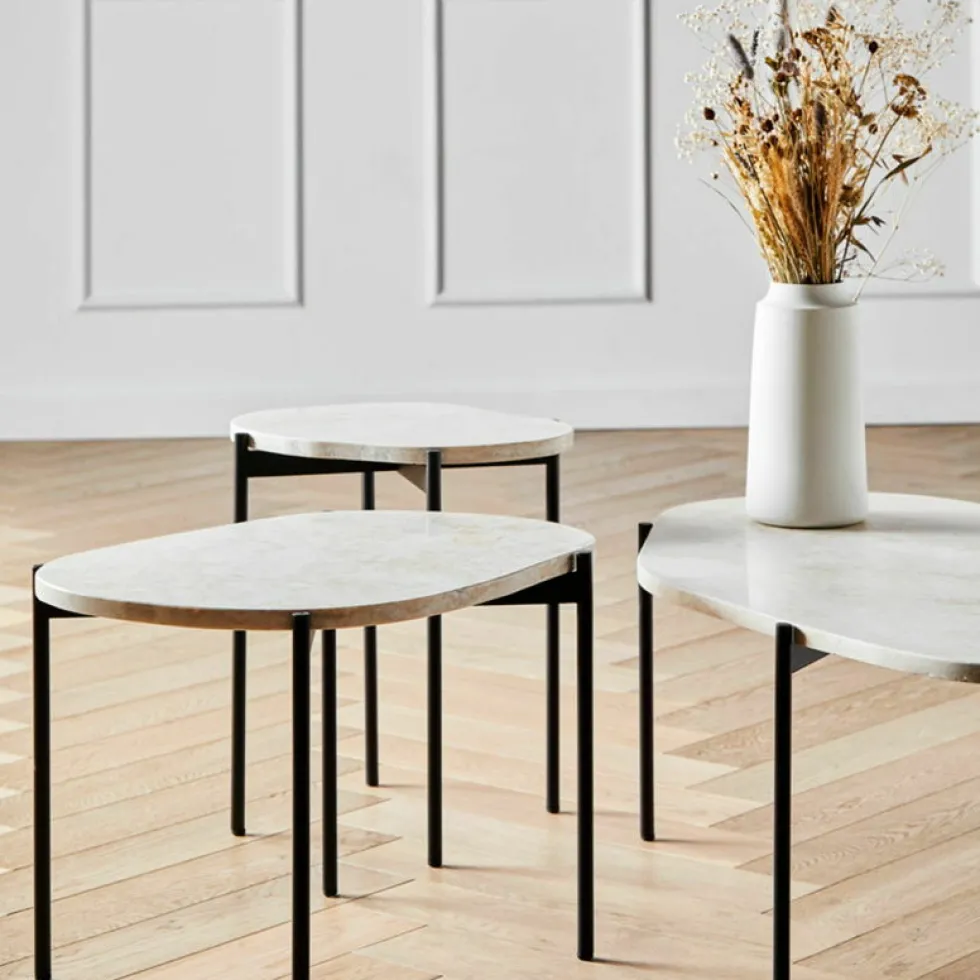 Table d'appoint travertin ivoire 57,2 x 40,5 cm La Terra - Woud