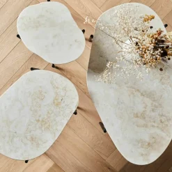 Table d'appoint travertin ivoire 95 x 54 cm La Terra - Woud