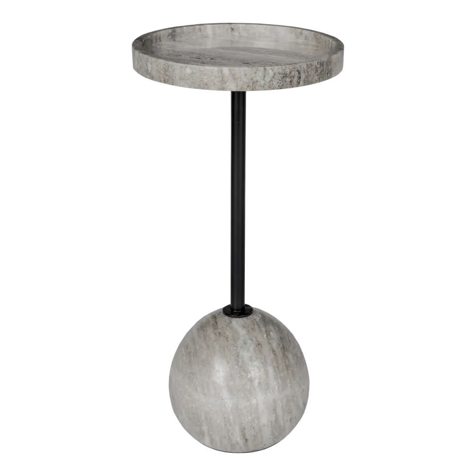 Table d'apppoint en marbre gris brun et fer noir 25x52cm Cocktail - Zuiver