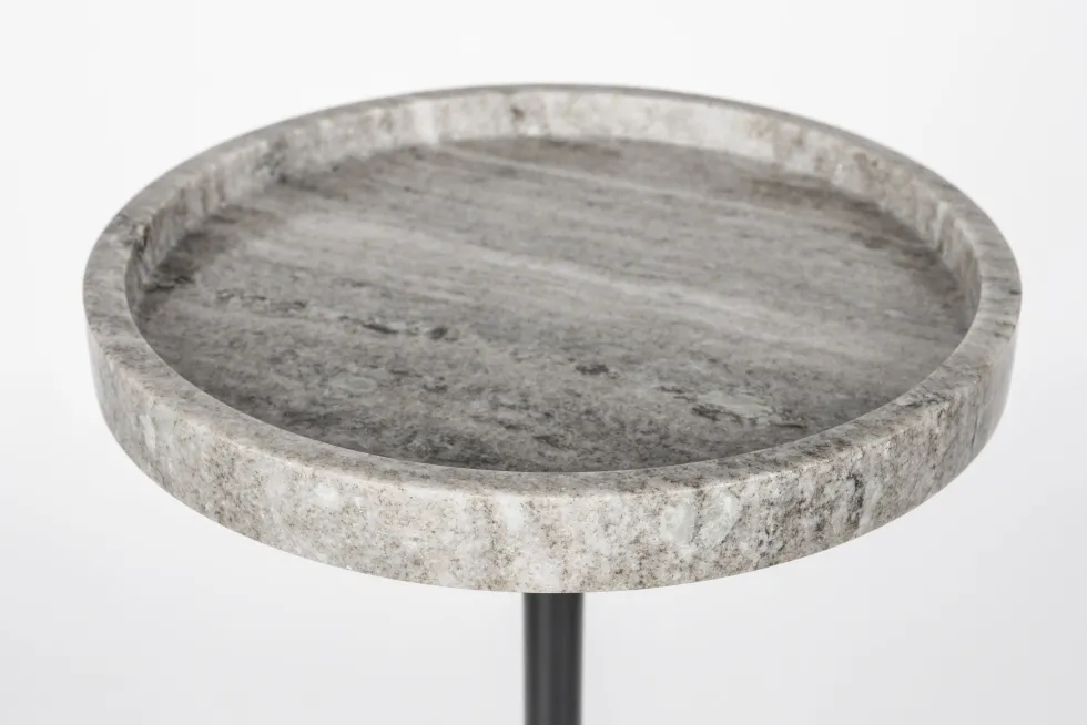Table d'apppoint en marbre gris brun et fer noir 25x52cm Cocktail - Zuiver