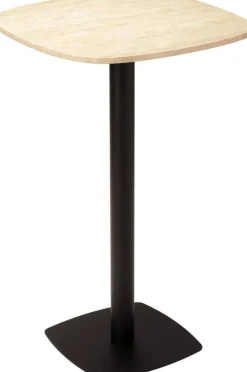 Table de bar en acier noir et plateau en travertin 68x109cm Gather - Umage