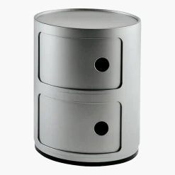 Table de chevet argenté 2 tiroirs Componibili - Kartell